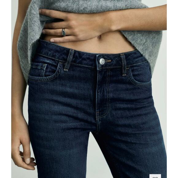 MNG by Mango  Flared Mid-Rise Jeans in Dark Blues‎ size 4 NEW - Picture 2 of 10